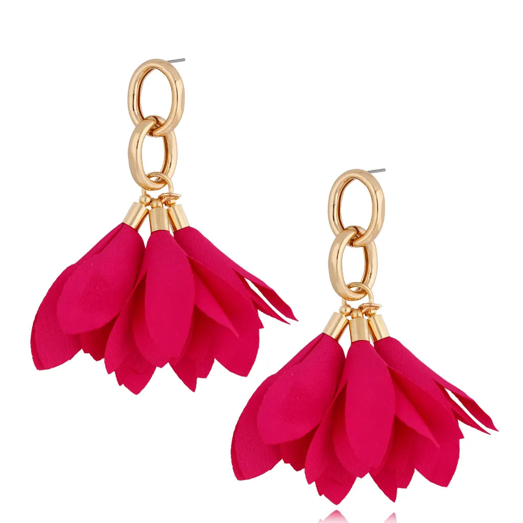 Satin Earrings with a Chain