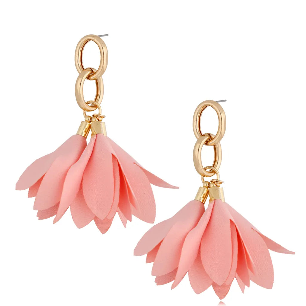 Satin Earrings with a Chain